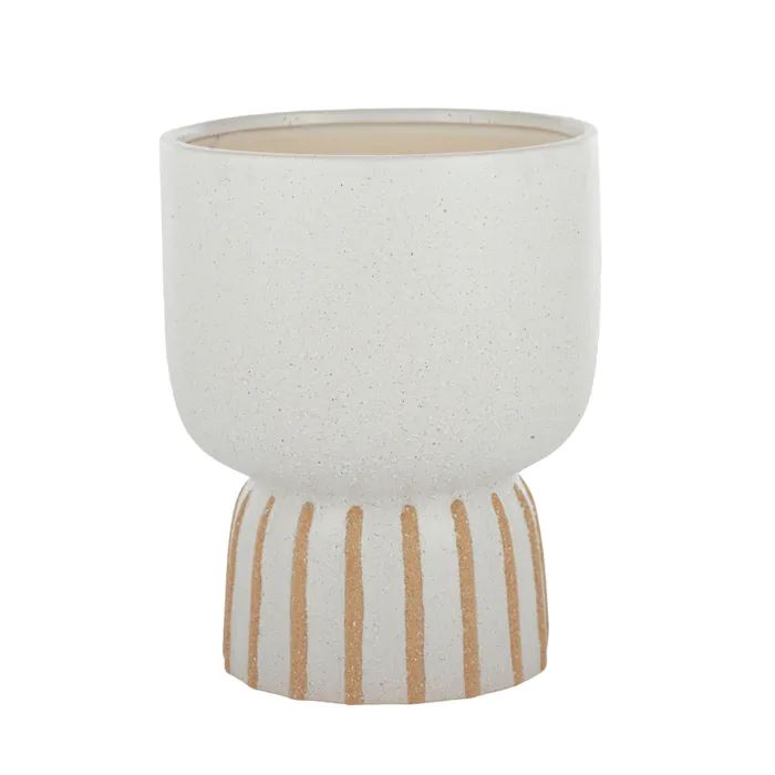 Beaker Ceramic Pot - White / Sand (Medium) Pot Coast to Coast