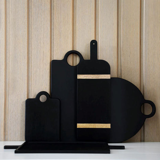 Chef Inox Round Serving Board - Black Acacia Serving Board Tomkin