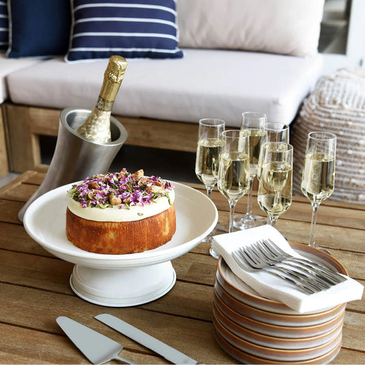 Coney Island Galvanised Coupe Footed Server - Creme Cake Stand Tomkin