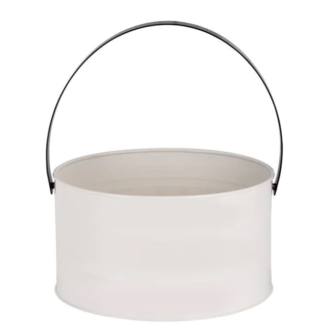 Coney Island Galvanised Round Pail with Black Handle - Creme Ice Bucket Tomkin