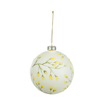 Glass Bauble Hanging Christmas Decoration - Yellow Flowers Christmas Decoration Coast to Coast