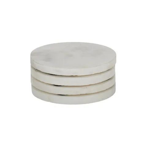 Neo Round Marble Coasters (Set of 4) - White Drink Coasters Coast to Coast