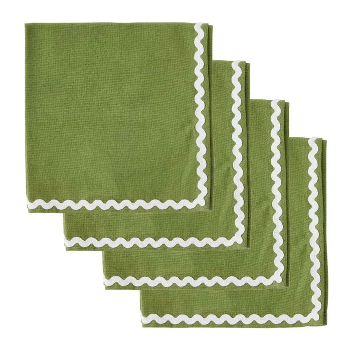 Orla Set of 4 Cotton Napkins - Olive/Ivory Napkin Coast to Coast