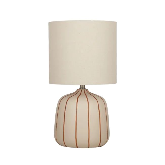Pecan Ceramic Lamp - White/Natural Lamp Coast to Coast