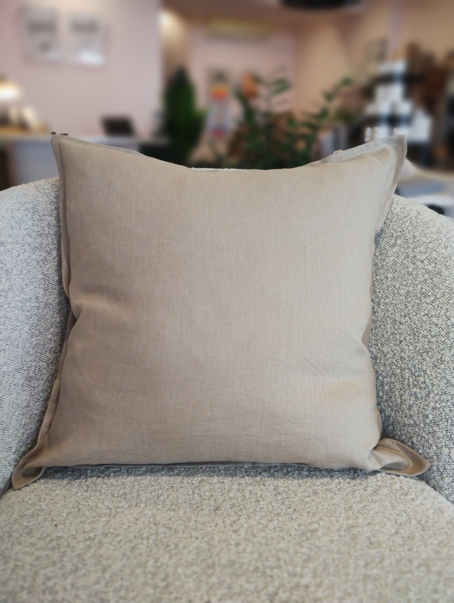 S + E Signature Range Linen Cushion - Beige Cushion Style and Error