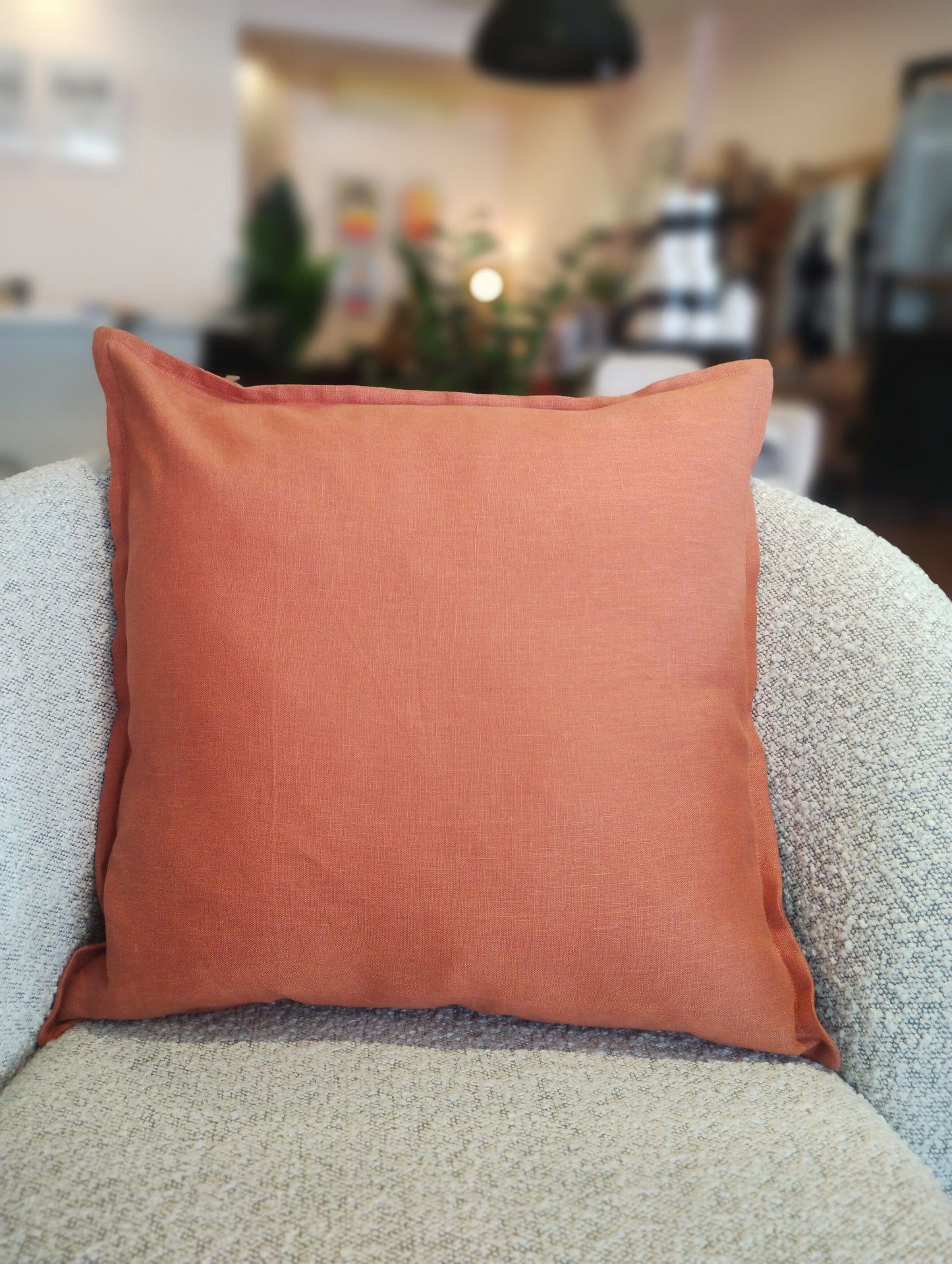 S + E Signature Range Linen Cushion - Terracotta Cushion Style and Error
