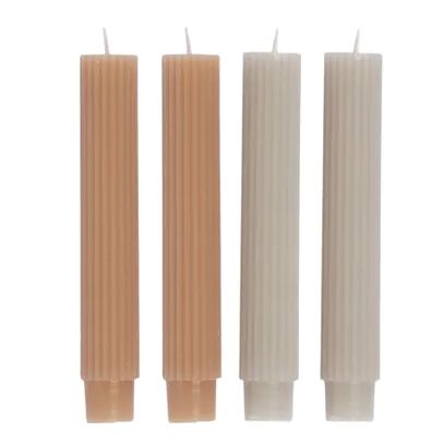 Set of 4 Ribbed Dinner Candles - Pink Tones (15cm) Candle Coast to Coast 