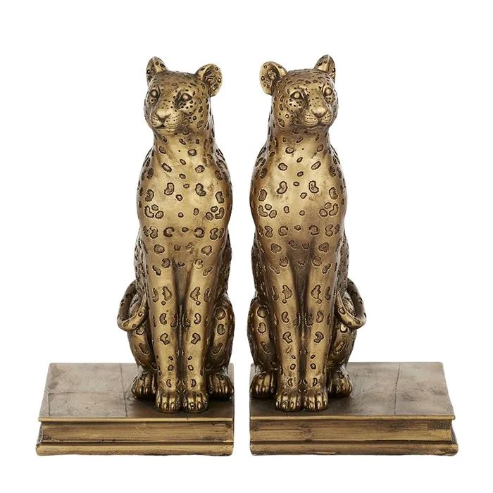 Leo Leopard Set of 2 Bookends - Gold Book Ends Coast to Coast