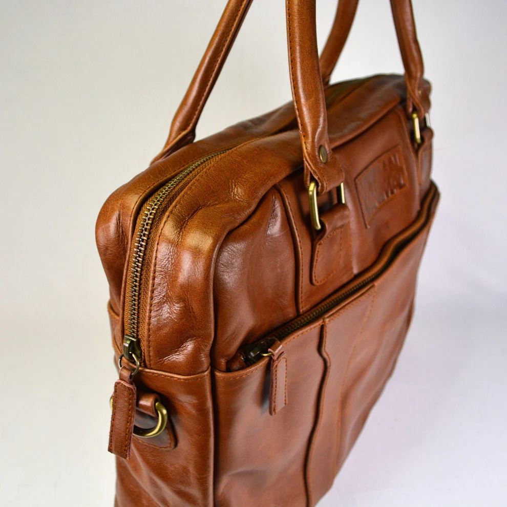 Minimal Manimal Leather Laptop Bag - Cognac Laptop bag Minimal Manimal 