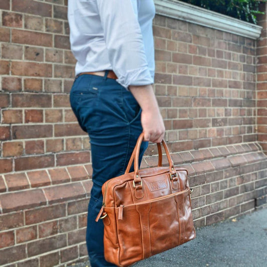 Minimal Manimal Leather Laptop Bag - Cognac Laptop bag Minimal Manimal