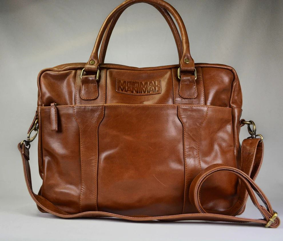 Minimal Manimal Leather Laptop Bag - Cognac Laptop bag Minimal Manimal