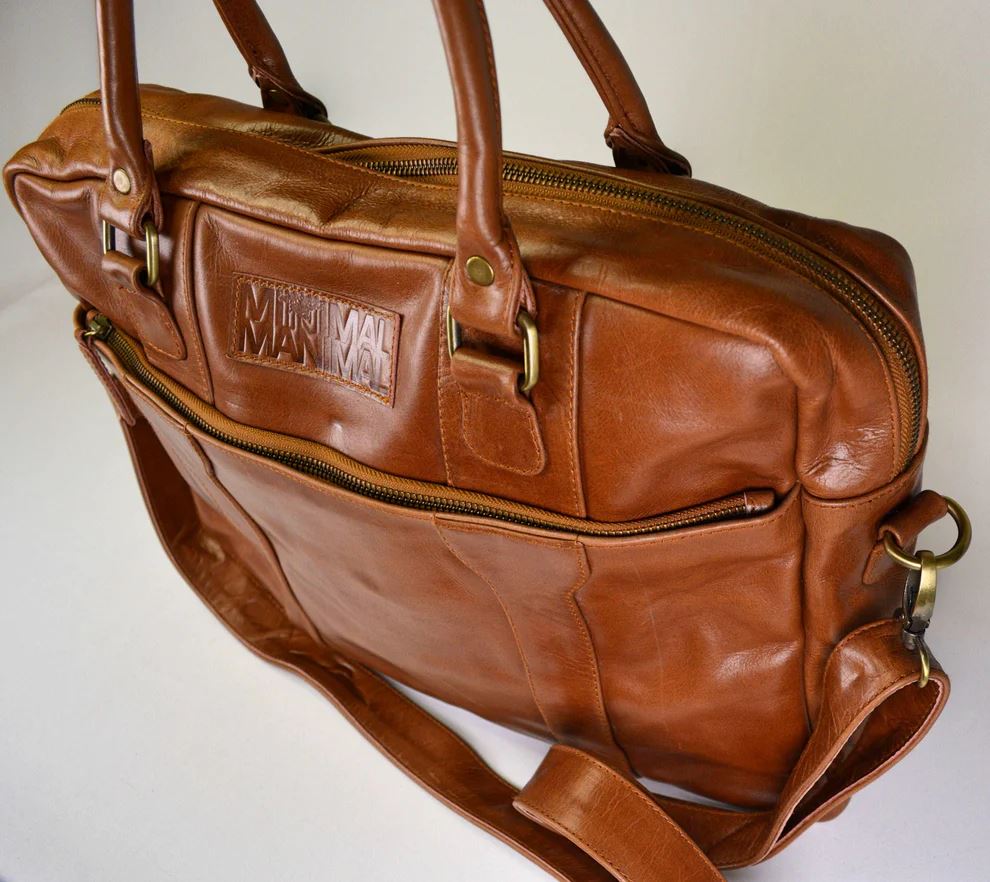 Minimal Manimal Leather Laptop Bag - Cognac Laptop bag Minimal Manimal 