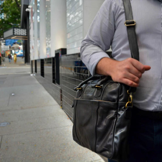 Minimal Manimal Leather Laptop Bag - Onyx Laptop bag Minimal Manimal