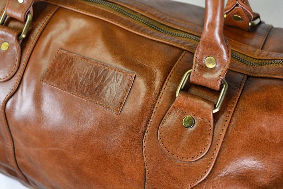 Minimal Manimal Leather Overnighter - Cognac Overnight bag Minimal Manimal