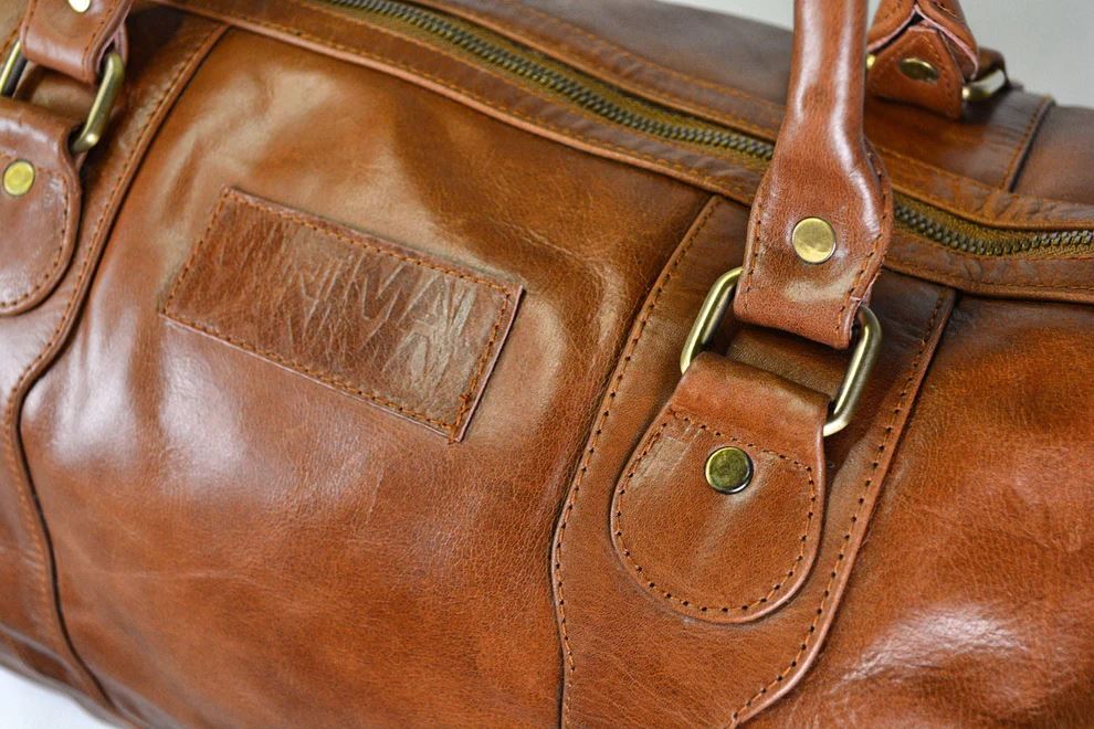 Minimal Manimal Leather Overnighter - Cognac Overnight bag Minimal Manimal 