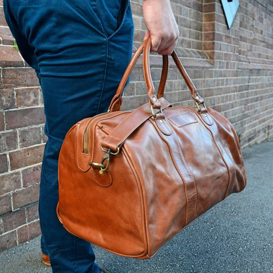 Minimal Manimal Leather Overnighter - Cognac Overnight bag Minimal Manimal