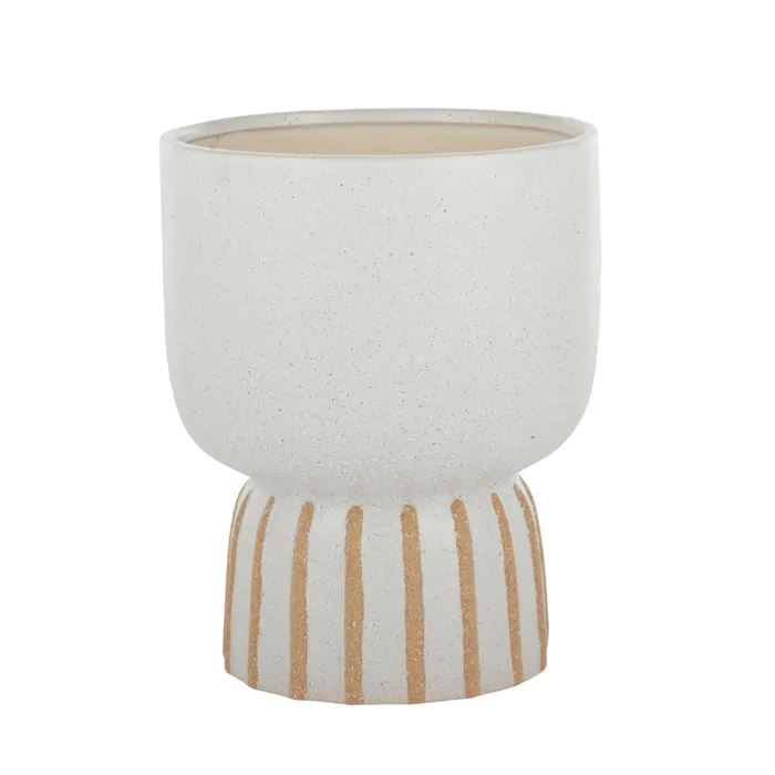 Beaker Ceramic Pot - White / Sand (Medium) Pot Coast to Coast 