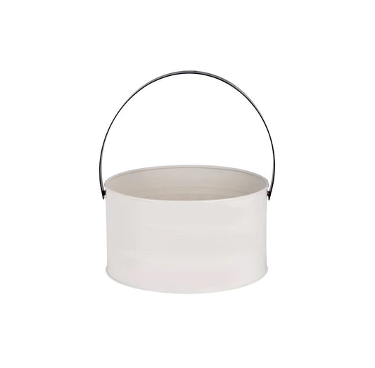 Coney Island Galvanised Round Pail with Black Handle - Creme Ice Bucket Tomkin 