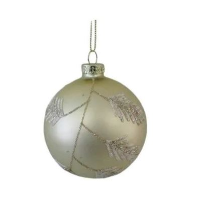Glass Pearl & Gold Glitter Bauble Hanging Christmas Decoration - Leaves Christmas Decoration Style and Error 