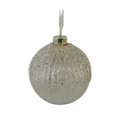 Glass Pearl & Gold Glitter Bauble Hanging Christmas Decoration - Transparent Christmas Decoration Style and Error 