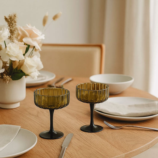 Hazel Set of 2 Glass Coupe - Olive Bowl Coast to Coast 