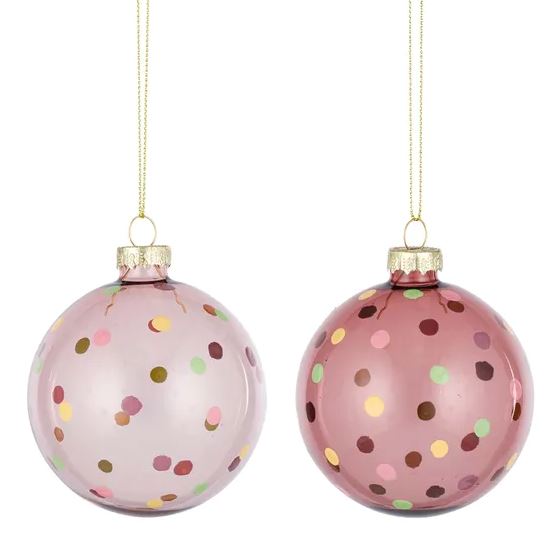 Pink Polka Dot Glass Hanging Christmas Decoration XX10950 Christmas Decoration Coast to Coast 