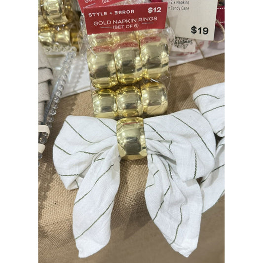 Set of 6 Gold Napkin Rings Gift Pack Style + Error 