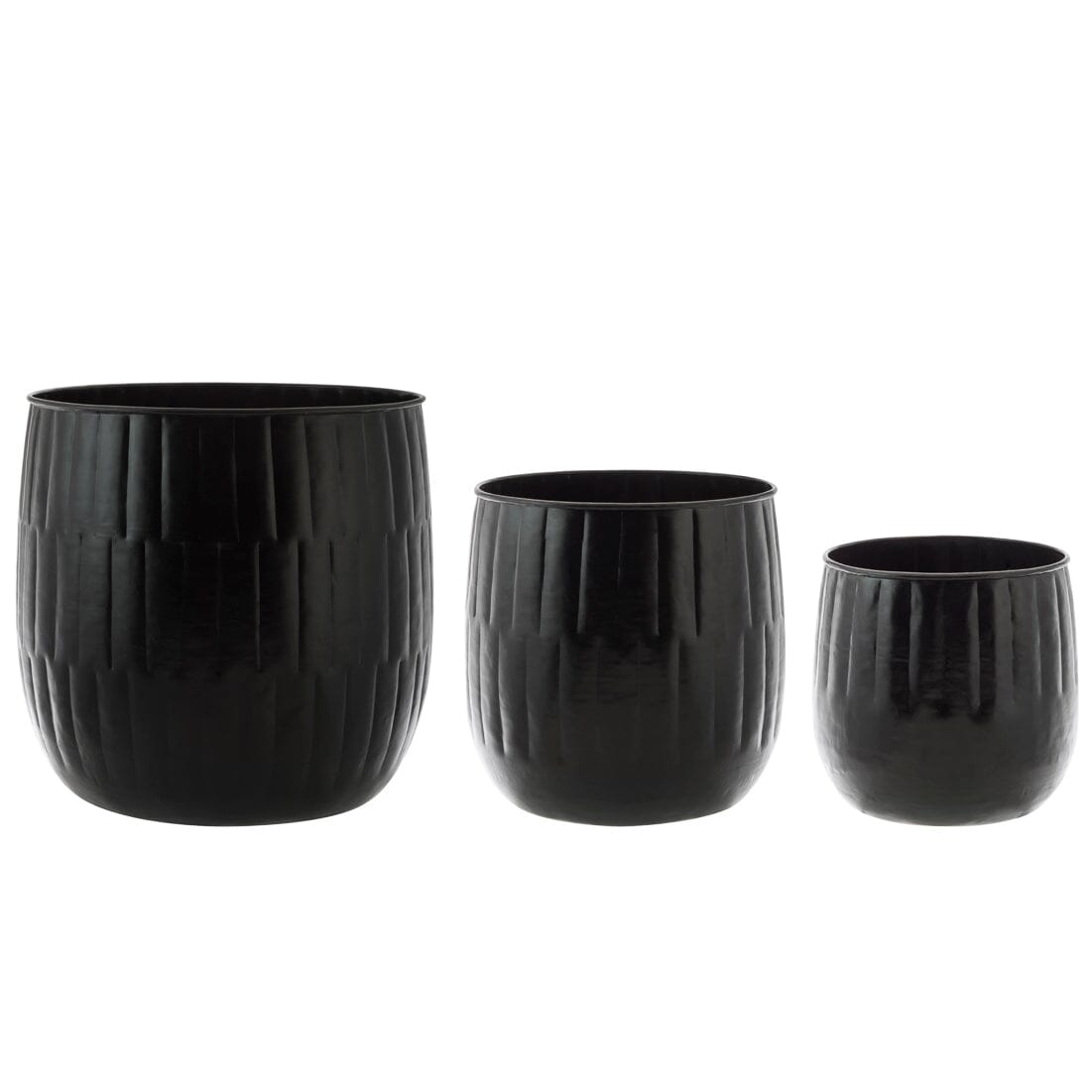 Metal Pots Set of 3 - Black All Products vendor-unknown Small 