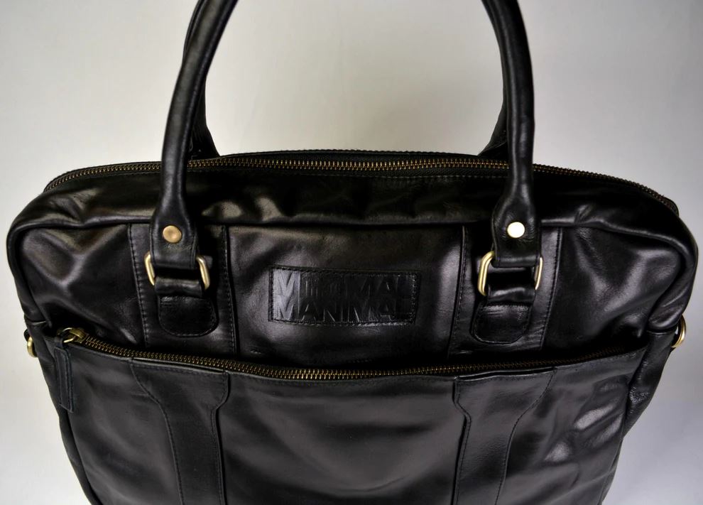 Minimal Manimal Leather Laptop Bag - Onyx Laptop bag Minimal Manimal 
