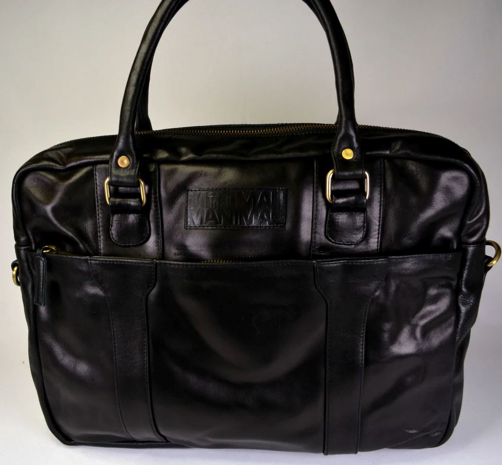 Minimal Manimal Leather Laptop Bag - Onyx Laptop bag Minimal Manimal 