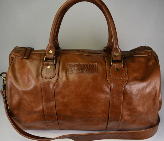 Minimal Manimal Leather Overnighter - Cognac Overnight bag Minimal Manimal 