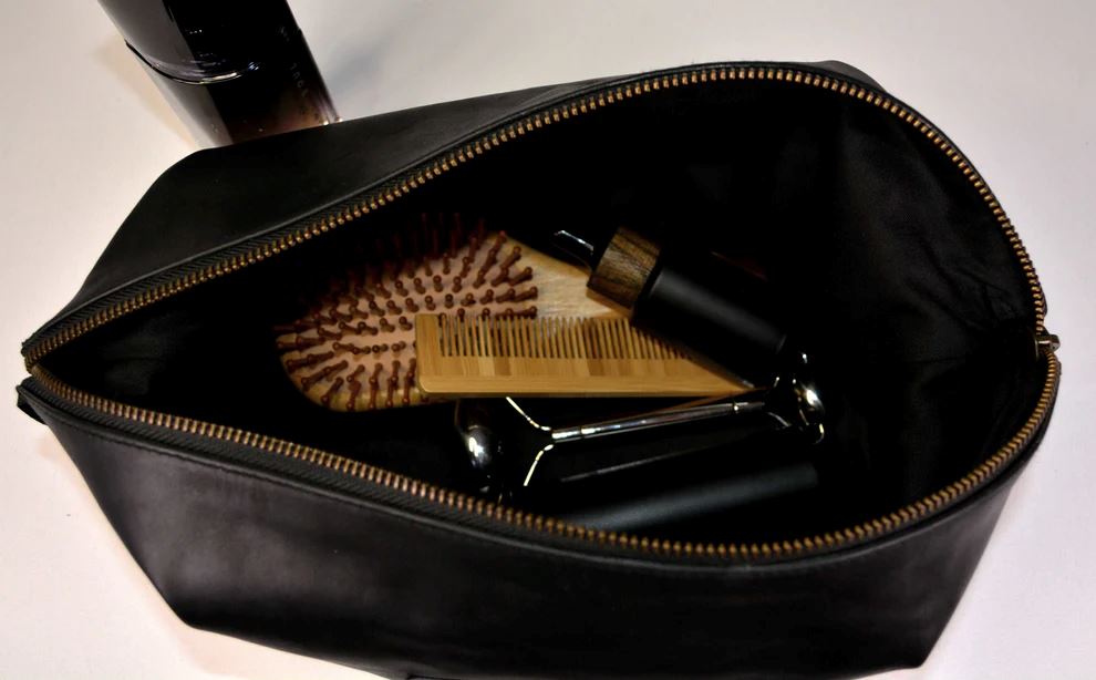 Minimal Manimal Leather Toiletry Bag - Onyx Toiletry Bag Minimal Manimal 