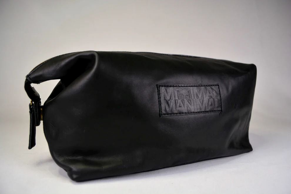 Minimal Manimal Leather Toiletry Bag - Onyx Toiletry Bag Minimal Manimal 